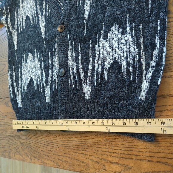 Vintage Uniform Code Cardigan Sweater Sz L Black White Abstract Knit wool nylon - Picture 11 of 15